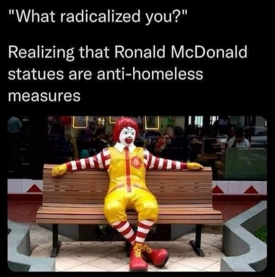 But what if no bench to sleep on after burger?