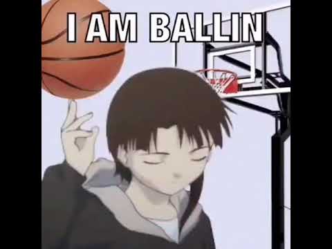 Lain from serial experiments lain spinning a basketball on one finger with the caption "I am ballin"