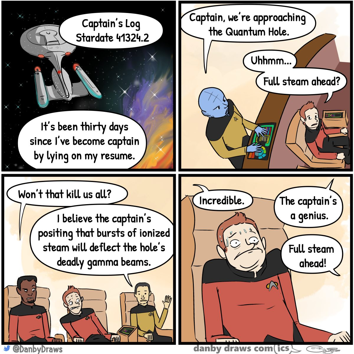 A startrek comic about a captain who lied on his resume 