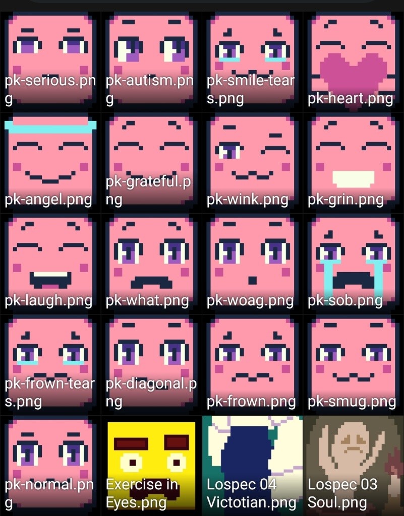 [OC] pink-kube pixelart stickers/emojis