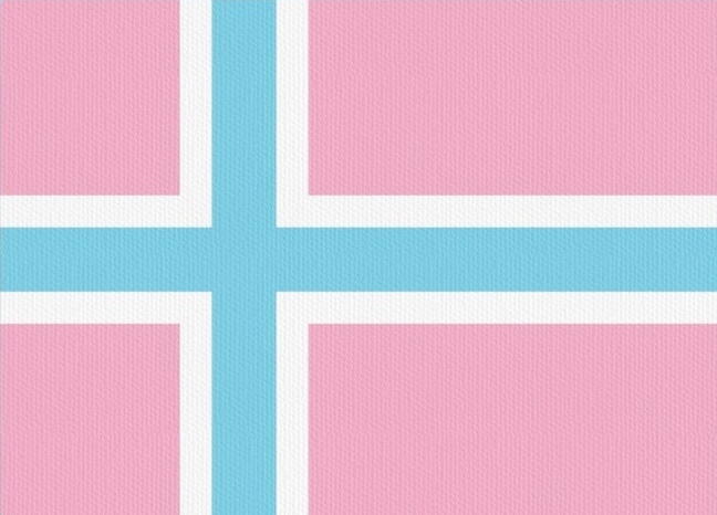 Picture of a Norwegian flag in trans colours.