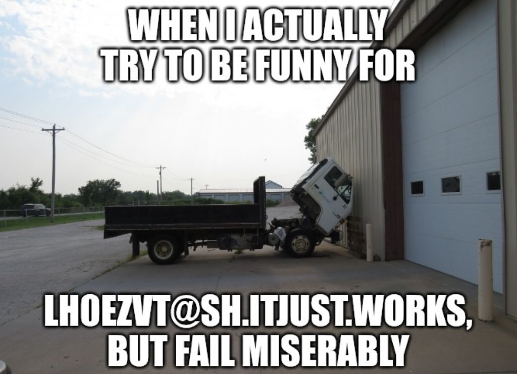 When I actually try to be funny for LH0ezVT@sh.itjust.works, but fail miserably.